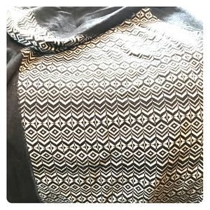 Hooded grey aspen sweater detail on back and cuffs